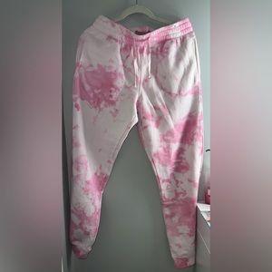 Pink and White Tie Dyed Sweatpants